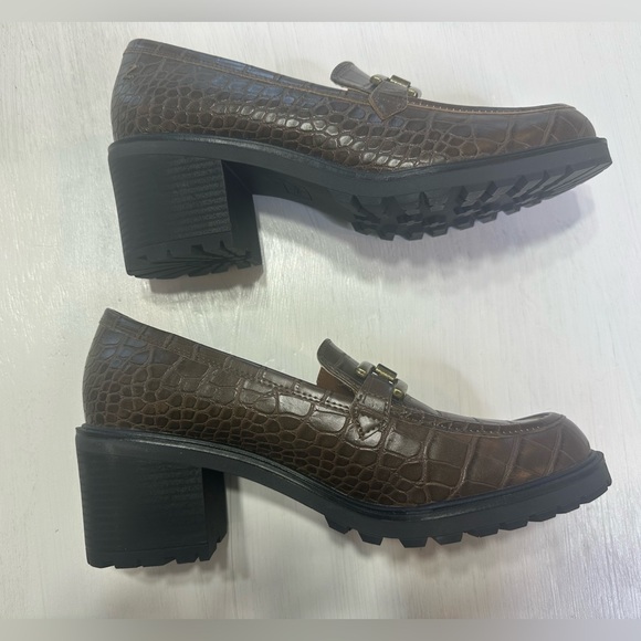 Zodiac Gemma Loafers Women’s 11M Brown Croc Embossed Chunky Heel Lug Sole - Picture 4 of 8